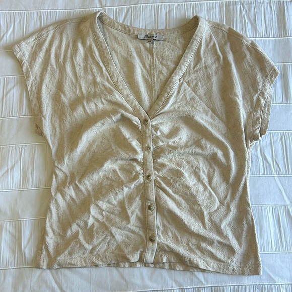 Size small women’s linen textured Madewell top. Gently worn. - Picture 2 of 5
